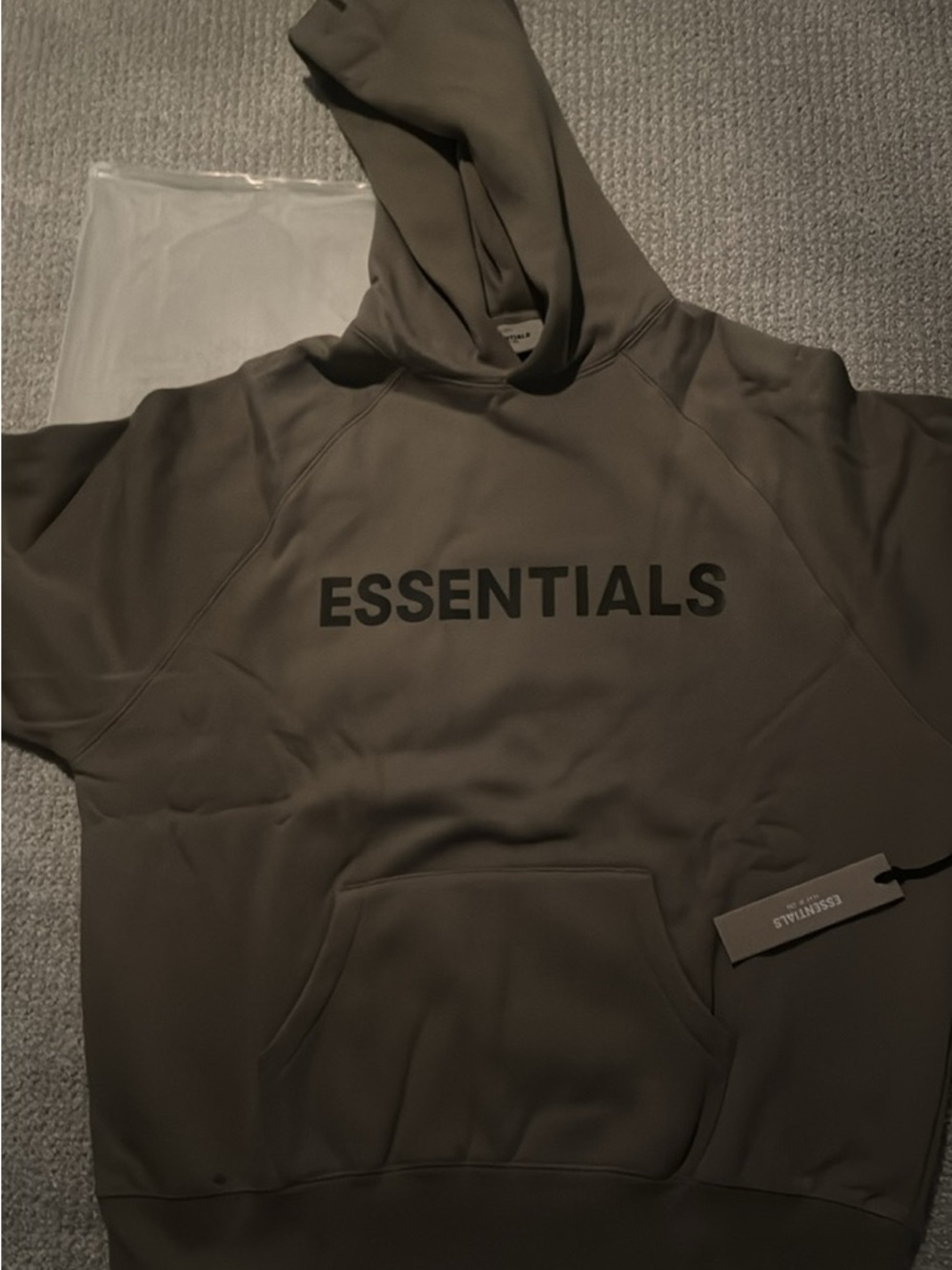 Essentials Crewneck Hoodie in Olive with Black Logo